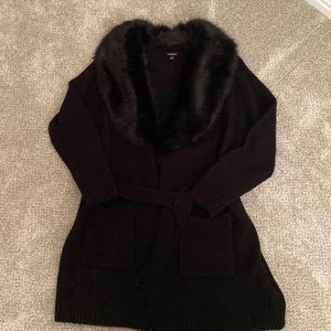 Faux fur cardigan